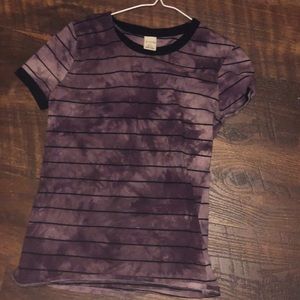 Zine Doris Purple Tie Dye Stripe Ringer T-Shirt
